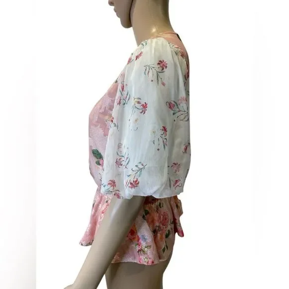 HEMANT & NANDITA Pink Puff Sleeve Peplum Blouse - Picture 5 of 6